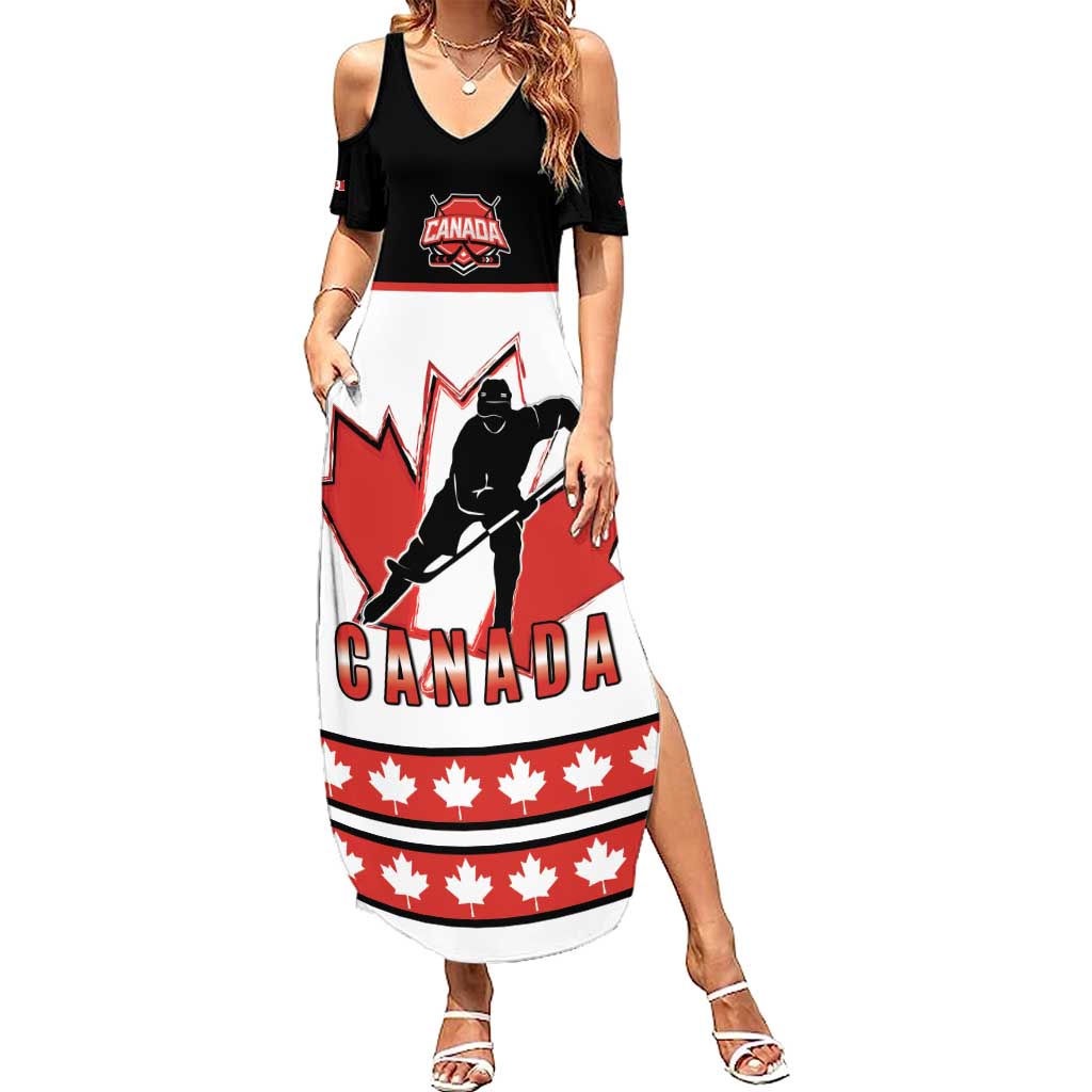 Custom Canada Ice Hockey Summer Maxi Dress Go Team Canada