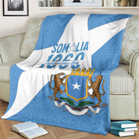 Somalia Independence Day blanket coat, blue-and-white flag design with lions and shield