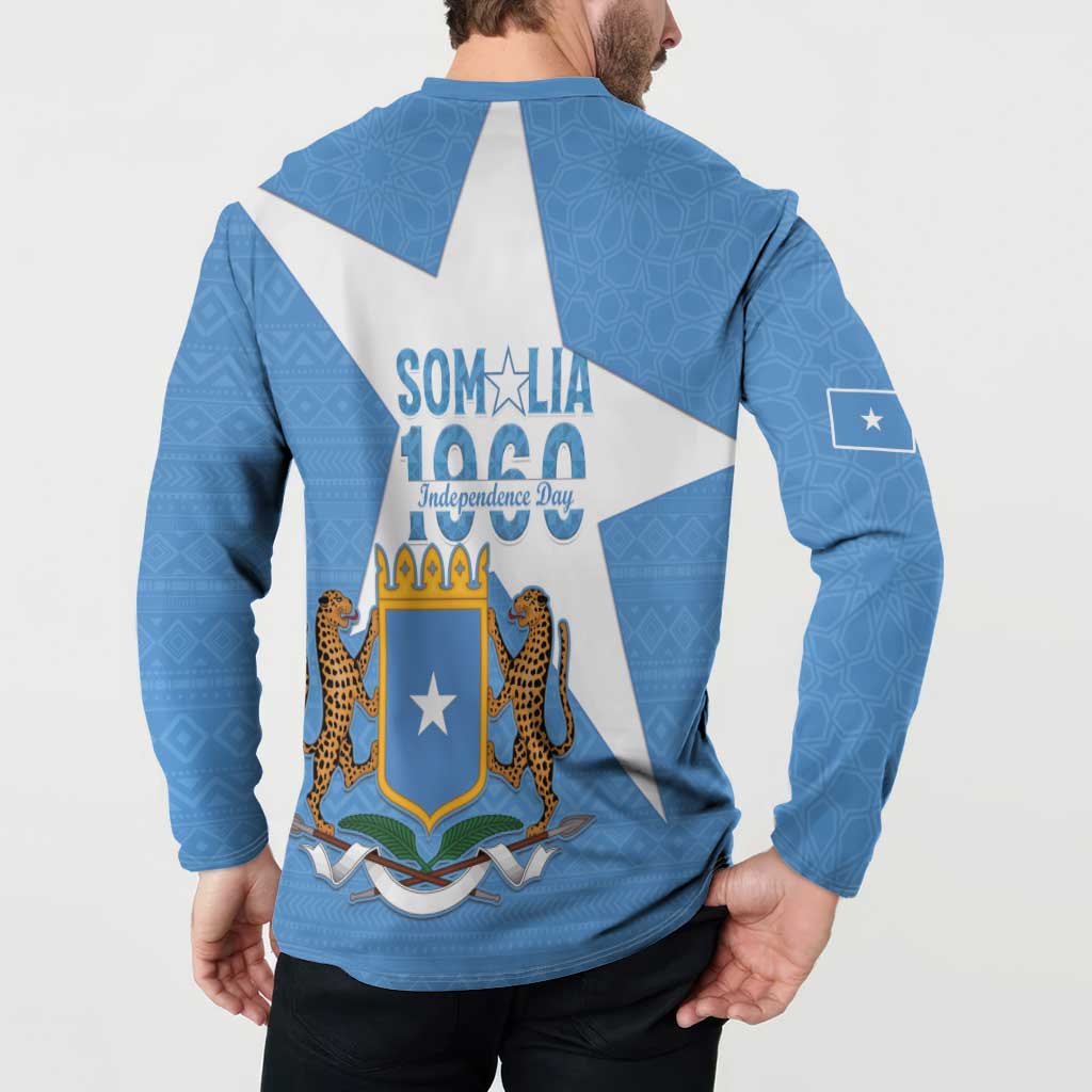 Personalized Somalia 1960 Independence Day Button Sweatshirt Coat Of Arms Islamic Mix African Pattern