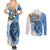 Somali Leopard Couples Matching Summer Maxi Dress and Long Sleeve Button Shirt Coat Of Arms Islamic Pattern