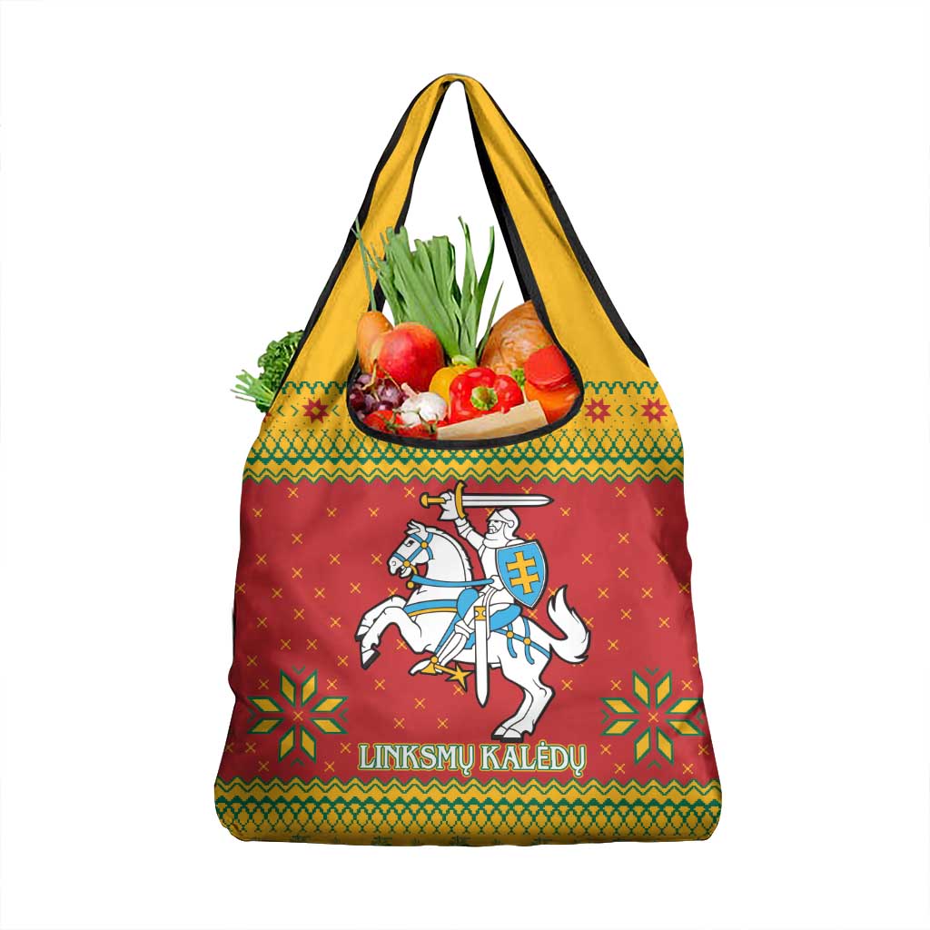 Lithuania Christmas Grocery Bag Coat Of Arms Linksmu Kaledu