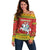 Lithuania Christmas Off Shoulder Sweater Coat Of Arms Linksmu Kaledu - Wonder Print Shop