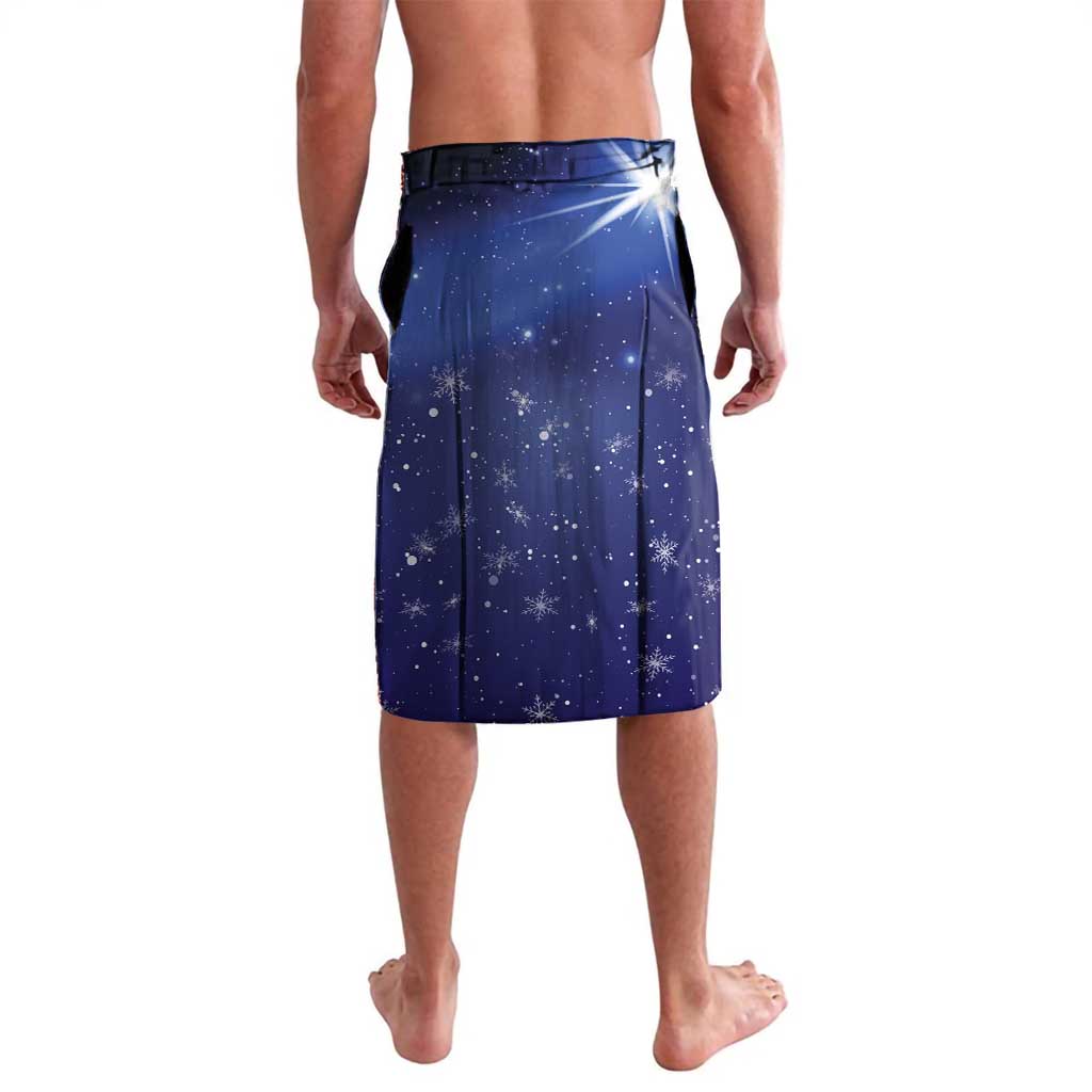 Blue Christmas lavalava skirt with starry sky pattern and back view