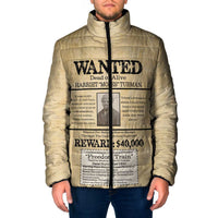 WANTED for Freedom Padded Jacket Harriet Moses Tubman - Wonder Print Shop