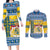 Sweden Christmas Couples Matching Long Sleeve Bodycon Dress and Long Sleeve Button Shirt Coat Of Arms - Scandinavian Pattern - Wonder Print Shop