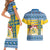 Sweden Christmas Couples Matching Short Sleeve Bodycon Dress and Hawaiian Shirt Coat Of Arms - Scandinavian Pattern - Wonder Print Shop