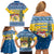 Sweden Christmas Family Matching Off Shoulder Short Dress and Hawaiian Shirt Coat Of Arms - Scandinavian Pattern - Wonder Print Shop