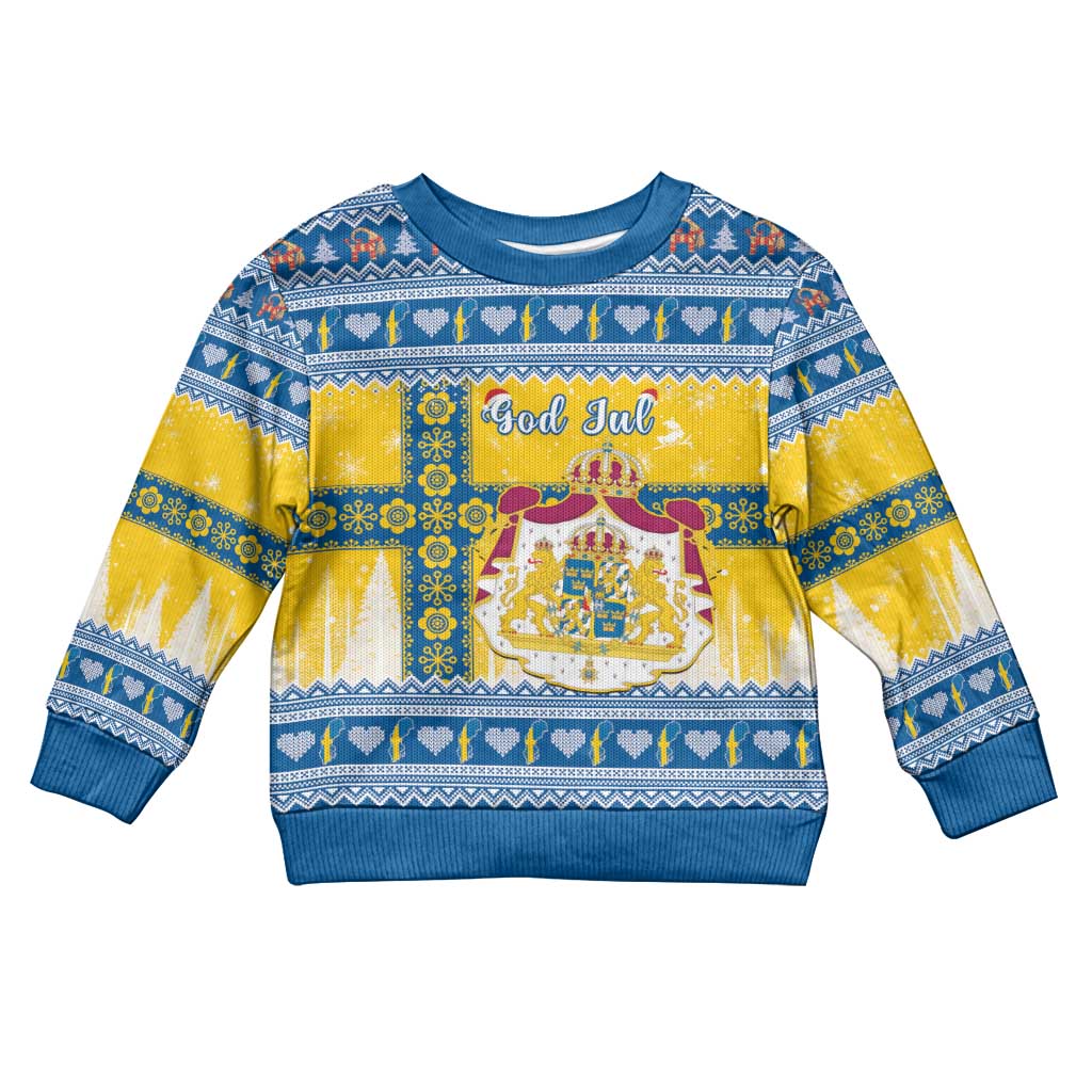 Sweden Christmas Kid Ugly Christmas Sweater Coat Of Arms - Scandinavian Pattern - Wonder Print Shop