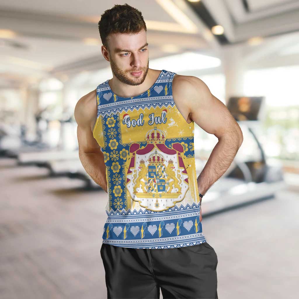 Sweden Christmas Men Tank Top Coat Of Arms - Scandinavian Pattern - Wonder Print Shop