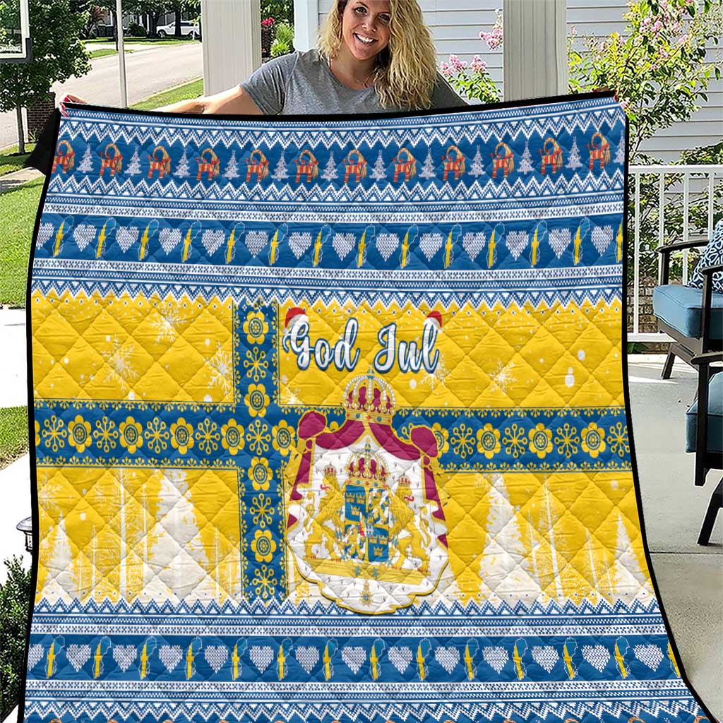 Sweden Christmas Quilt Coat Of Arms - Scandinavian Pattern - Wonder Print Shop