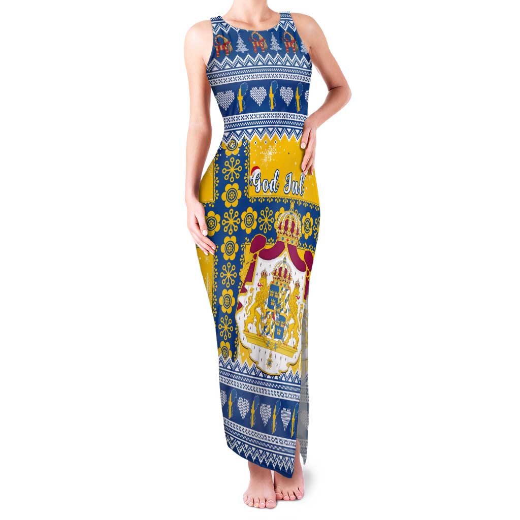 Sweden Christmas Tank Maxi Dress Coat Of Arms - Scandinavian Pattern