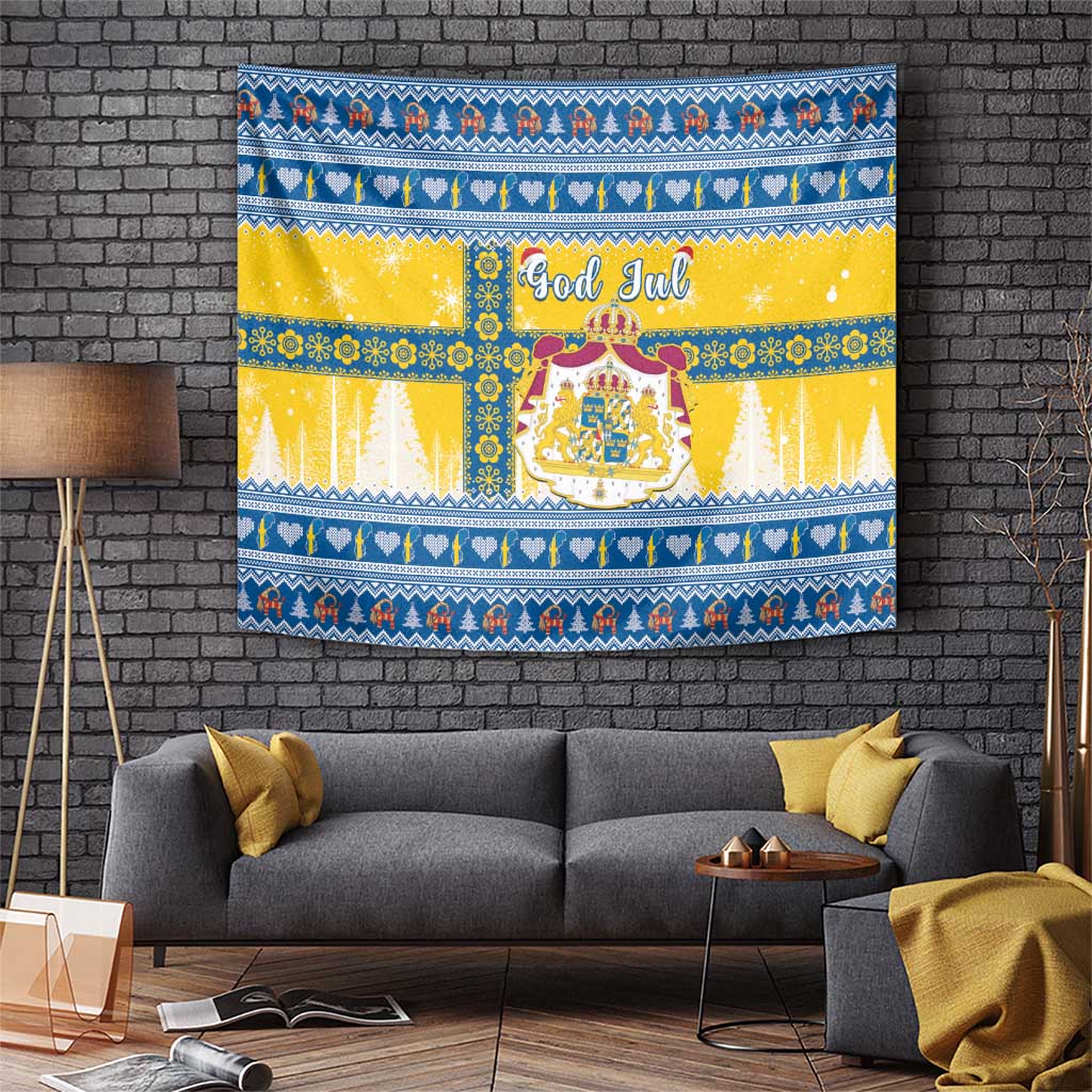 Sweden Christmas Tapestry Coat Of Arms - Scandinavian Pattern