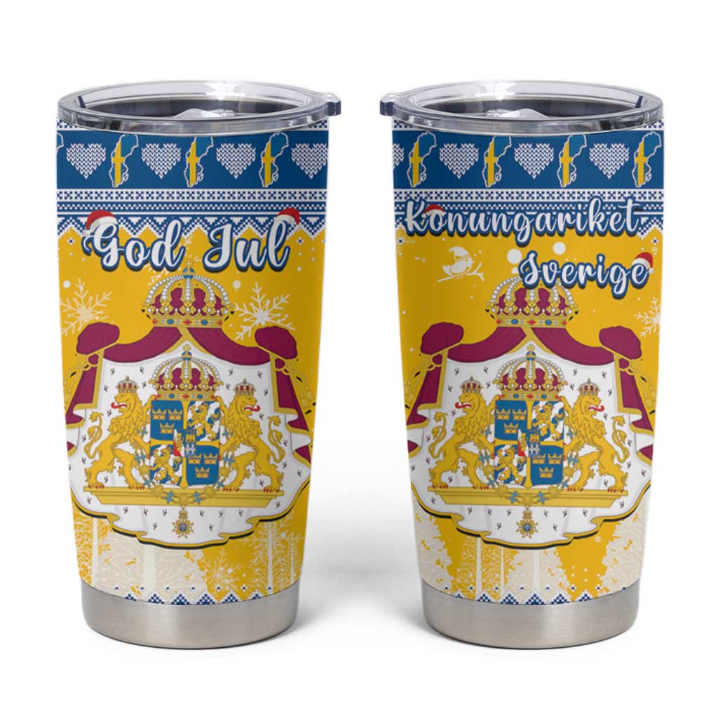 Sweden Christmas Tumbler Cup Coat Of Arms - Scandinavian Pattern