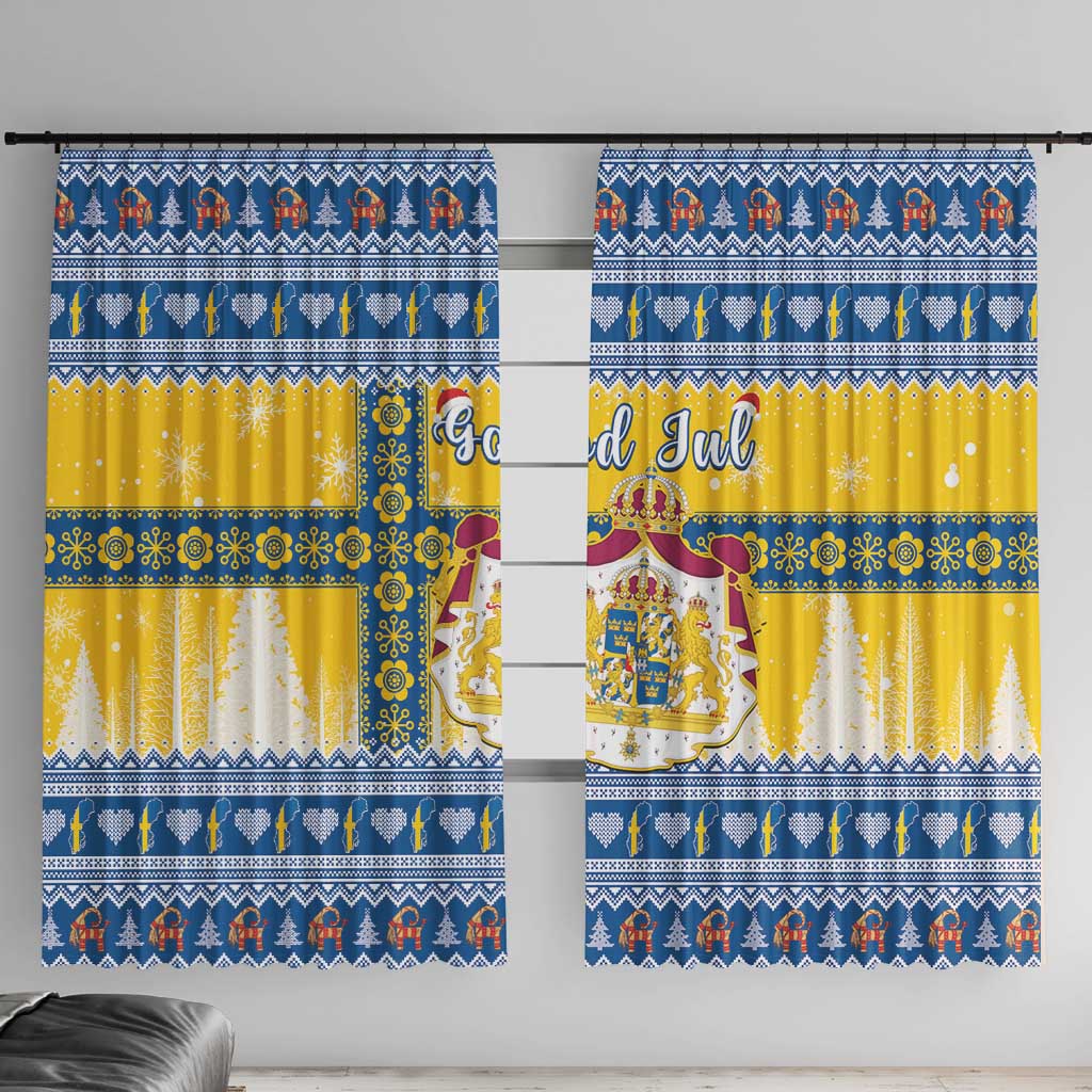 Sweden Christmas Window Curtain Coat Of Arms - Scandinavian Pattern - Wonder Print Shop