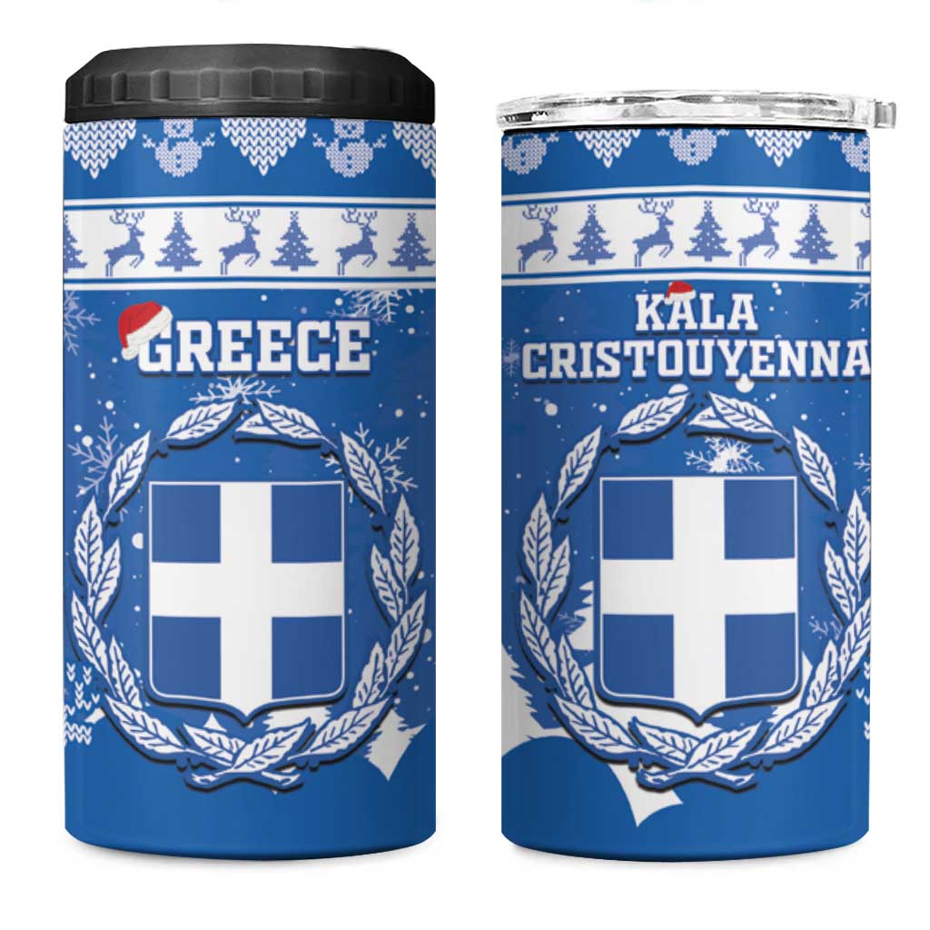 Greece Christmas 4 in 1 Can Cooler Tumbler Coat Of Arms Kala Cristouyenna - Wonder Print Shop