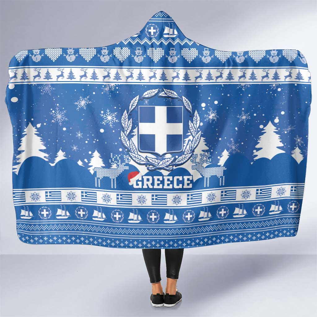 Greece Christmas Hooded Blanket Coat Of Arms Kala Cristouyenna