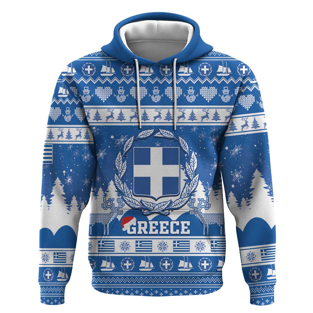 Greece Christmas Hoodie Coat Of Arms Kala Cristouyenna - Wonder Print Shop