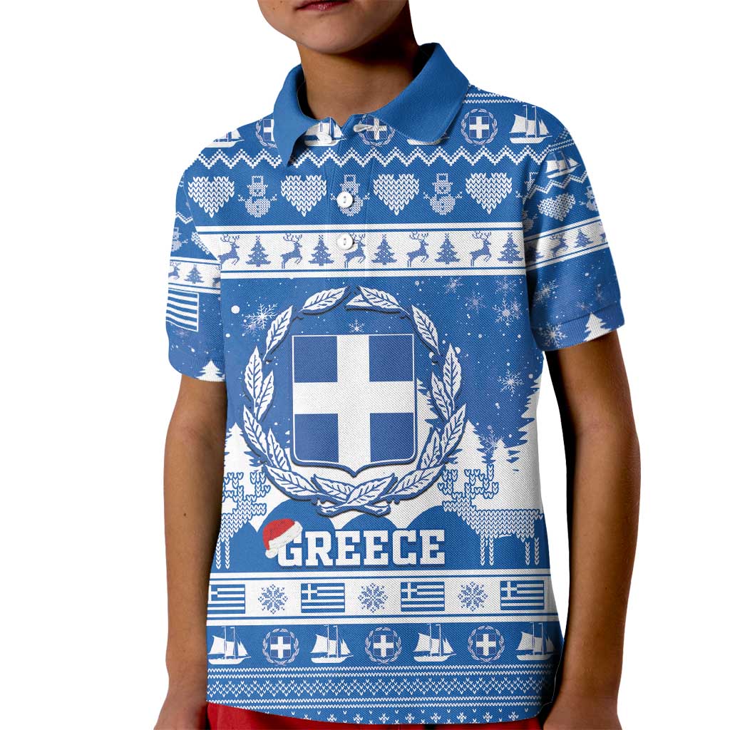 Greece Christmas Kid Polo Shirt Coat Of Arms Kala Cristouyenna - Wonder Print Shop