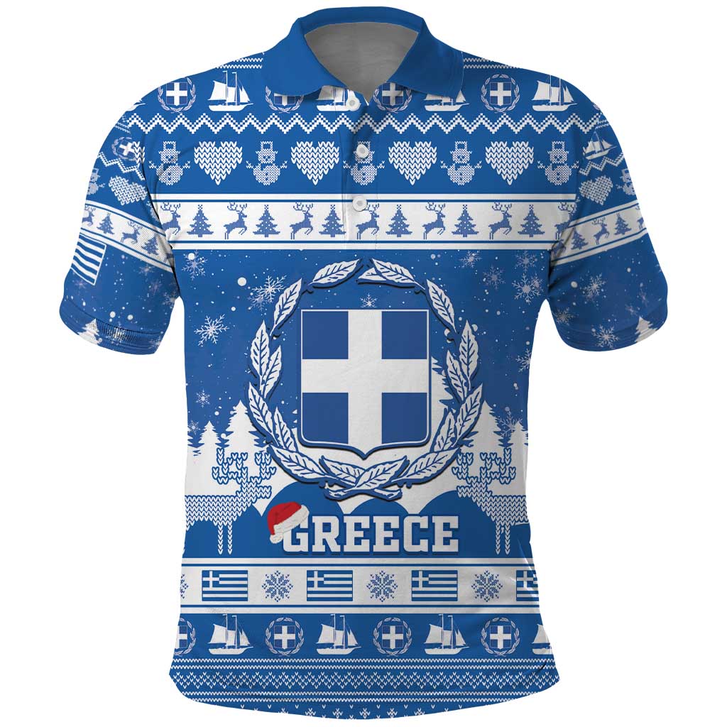 Greece Christmas Polo Shirt Coat Of Arms Kala Cristouyenna - Wonder Print Shop