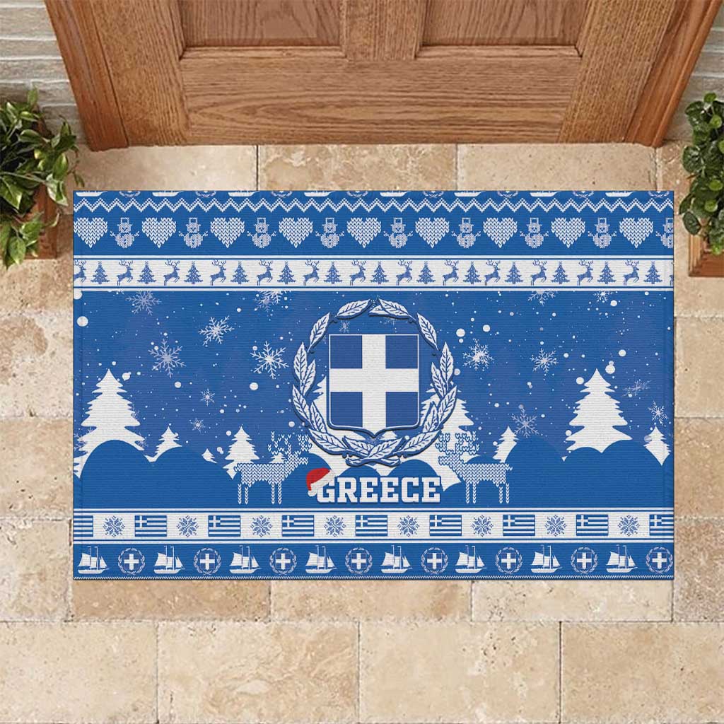 Greece Christmas Rubber Doormat Coat Of Arms Kala Cristouyenna - Wonder Print Shop