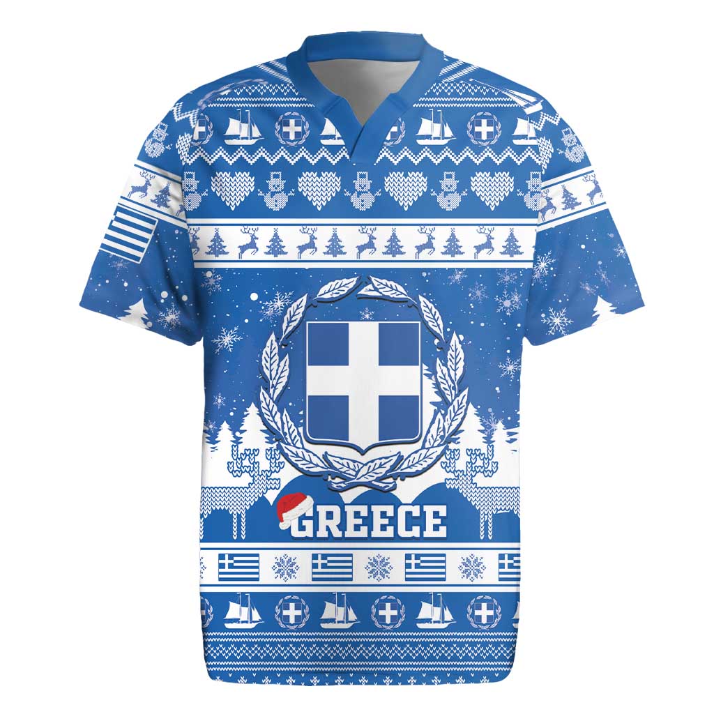 Greece Christmas Rugby Jersey Coat Of Arms Kala Cristouyenna - Wonder Print Shop