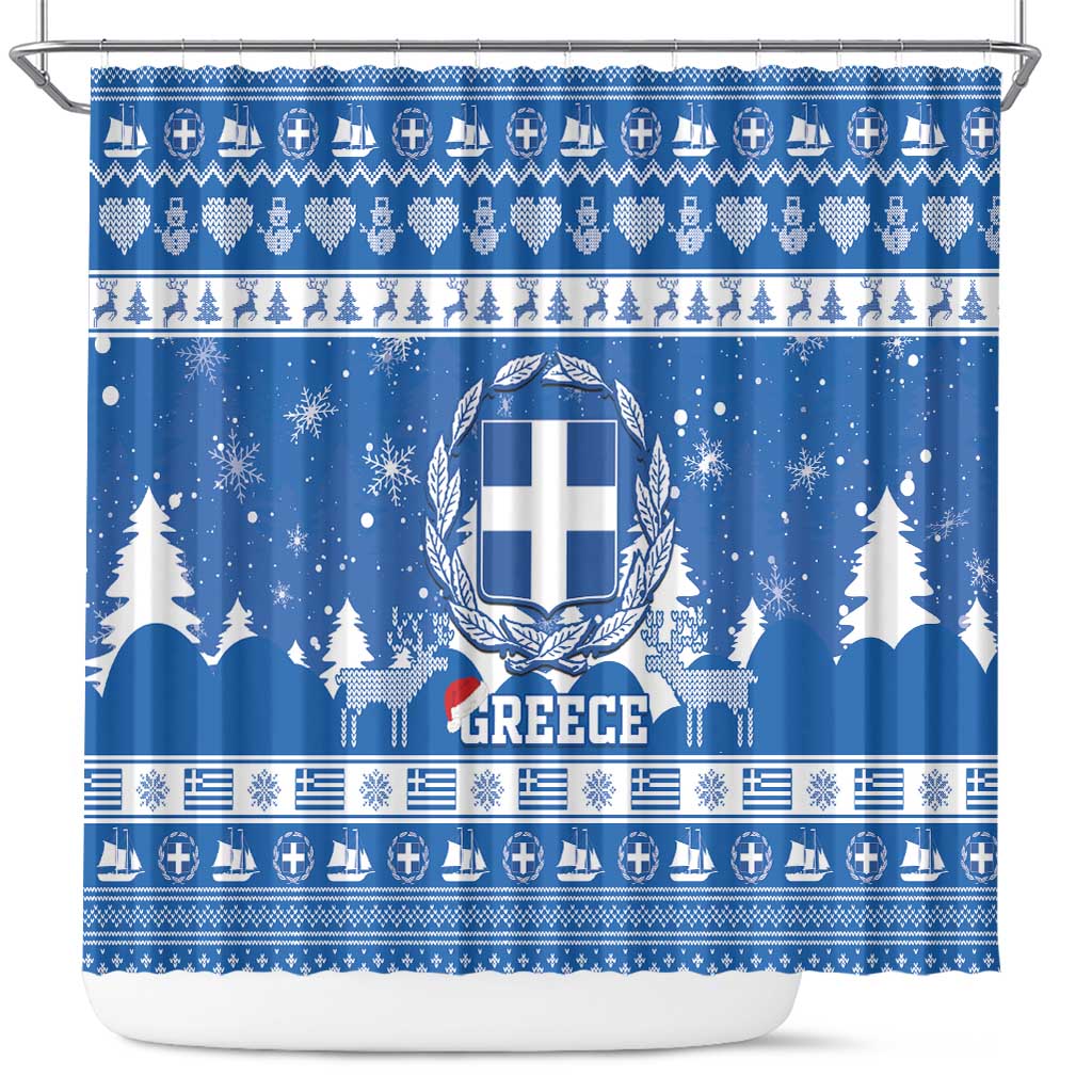 Greece Christmas Shower Curtain Coat Of Arms Kala Cristouyenna