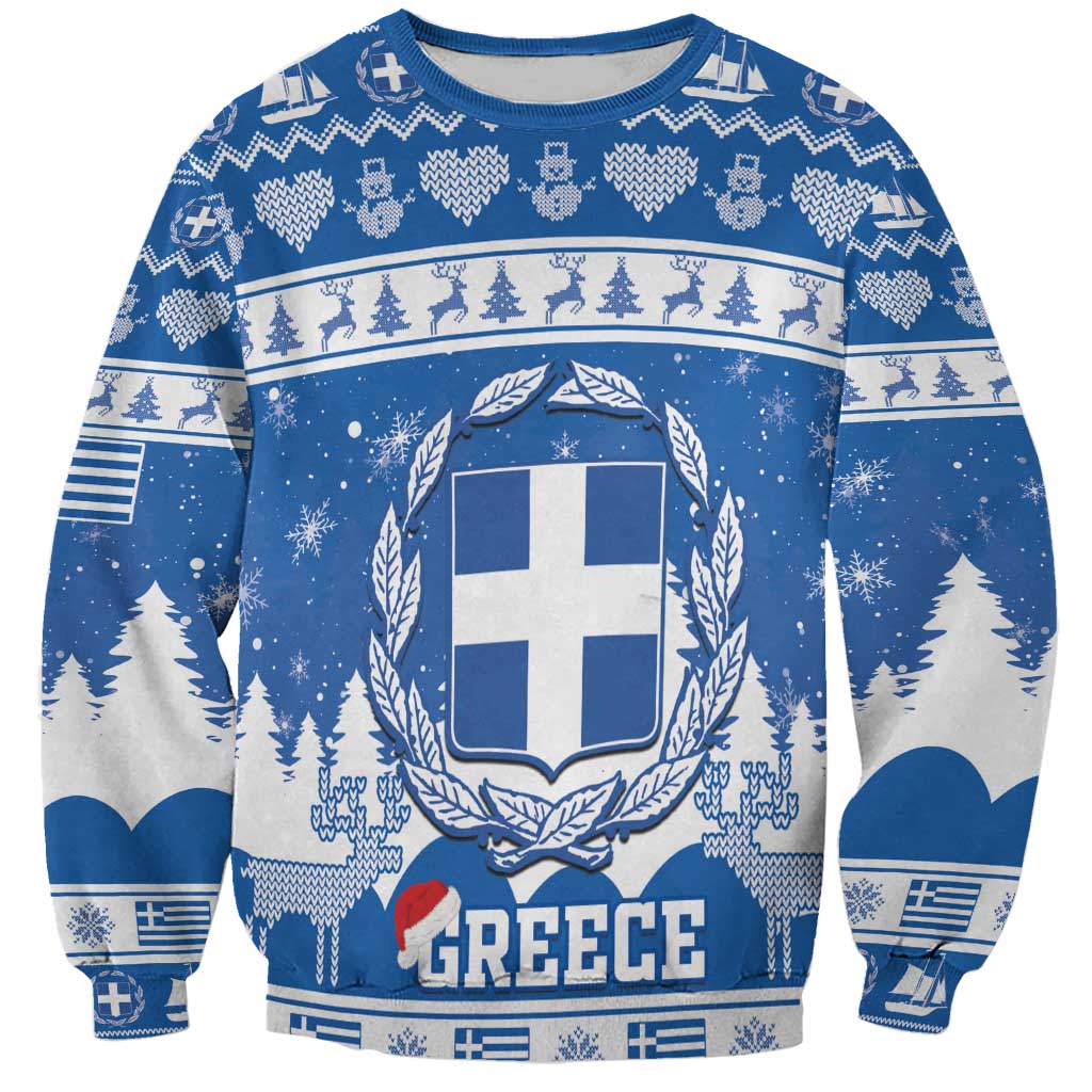 Greece Christmas Sweatshirt Coat Of Arms Kala Cristouyenna - Wonder Print Shop