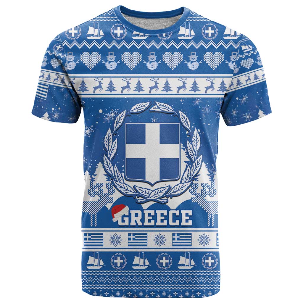 Greece Christmas T Shirt Coat Of Arms Kala Cristouyenna - Wonder Print Shop