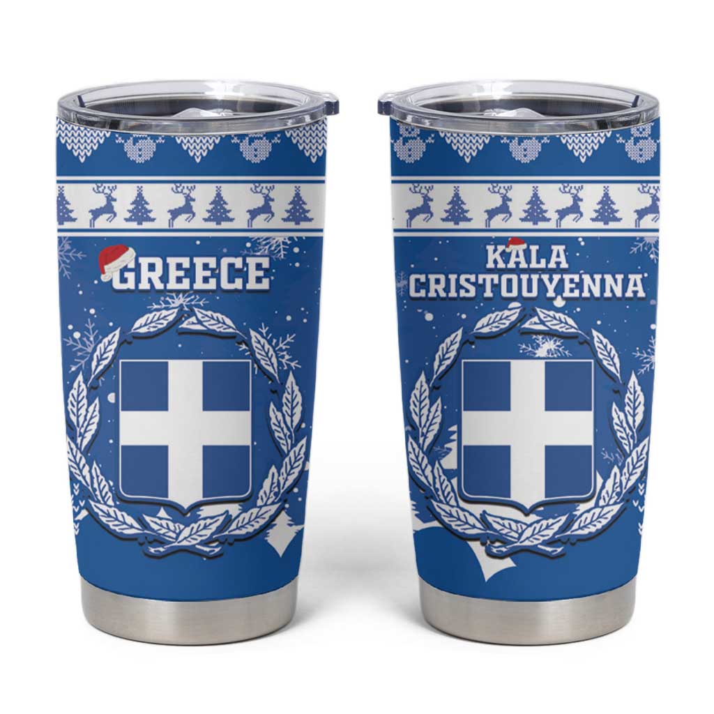 Greece Christmas Tumbler Cup Coat Of Arms Kala Cristouyenna - Wonder Print Shop