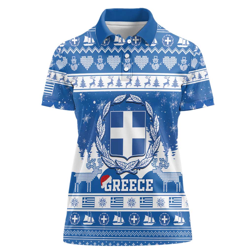 Greece Christmas Women Polo Shirt Coat Of Arms Kala Cristouyenna - Wonder Print Shop