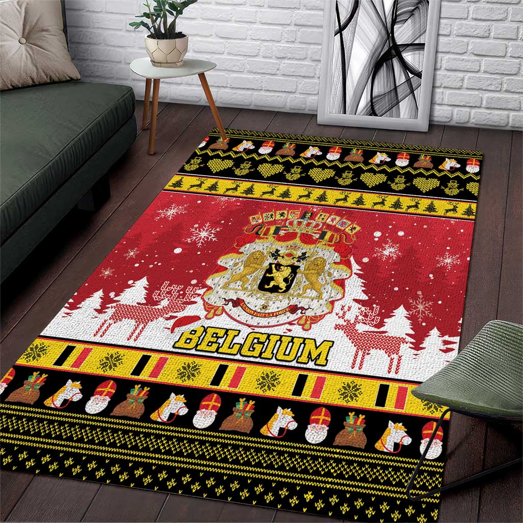 Belgium Christmas Area Rug Coat Of Arms Vrolijk Kerstfeest - Wonder Print Shop