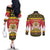 Belgium Christmas Couples Matching Off The Shoulder Long Sleeve Dress and Long Sleeve Button Shirt Coat Of Arms Vrolijk Kerstfeest