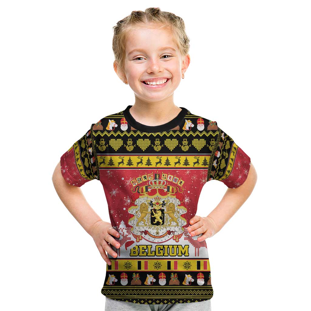 Belgium Christmas Kid T Shirt Coat Of Arms Vrolijk Kerstfeest - Wonder Print Shop