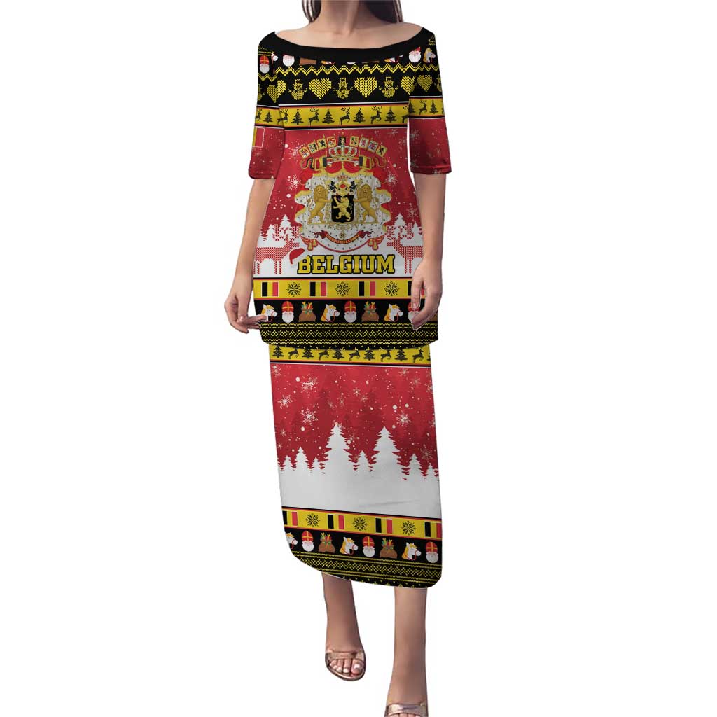 Belgium Christmas Puletasi Coat Of Arms Vrolijk Kerstfeest - Wonder Print Shop