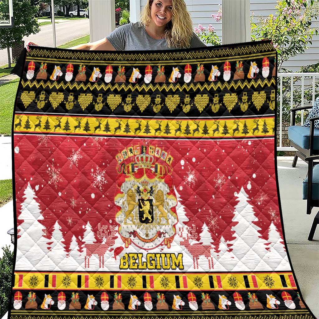 Belgium Christmas Quilt Coat Of Arms Vrolijk Kerstfeest - Wonder Print Shop