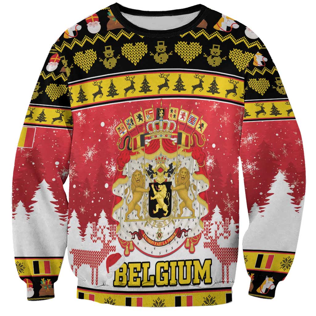 Belgium Christmas Sweatshirt Coat Of Arms Vrolijk Kerstfeest - Wonder Print Shop