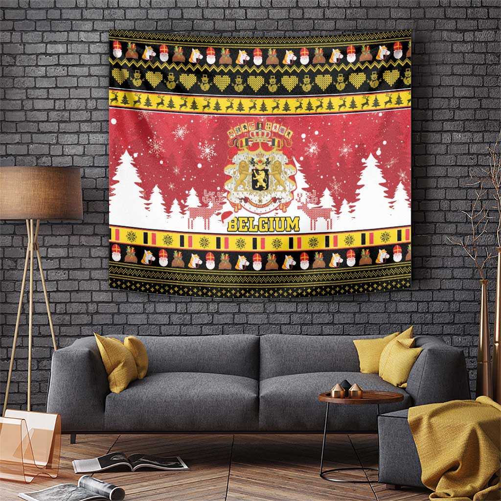 Belgium Christmas Tapestry Coat Of Arms Vrolijk Kerstfeest