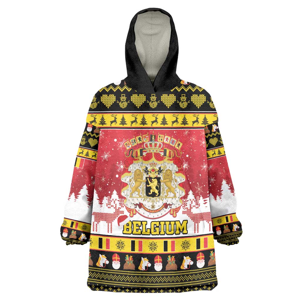 Belgium Christmas Wearable Blanket Hoodie Coat Of Arms Vrolijk Kerstfeest