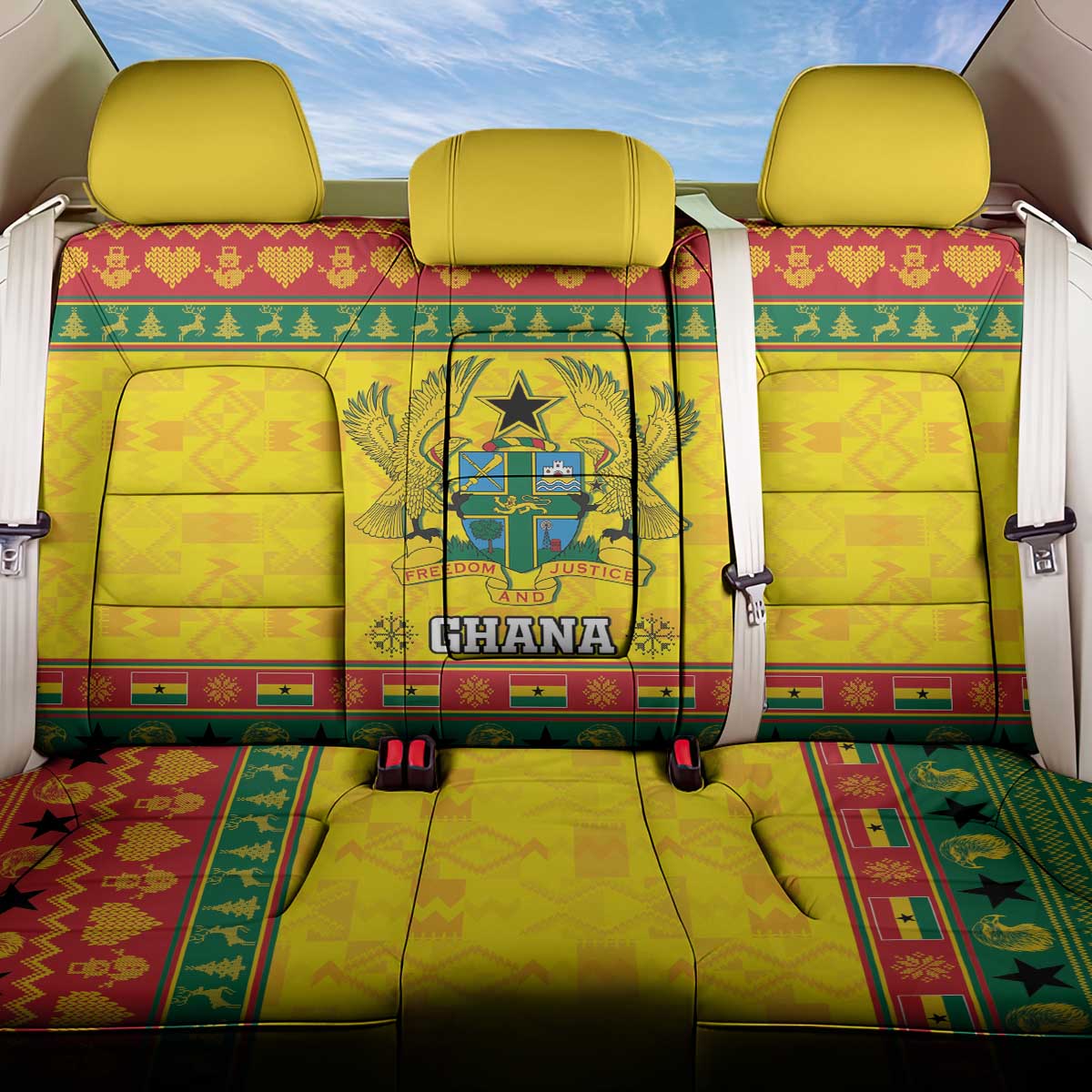 Ghana Christmas Back Car Seat Cover Coat Of Arms Afishapa - Wonder Print Shop