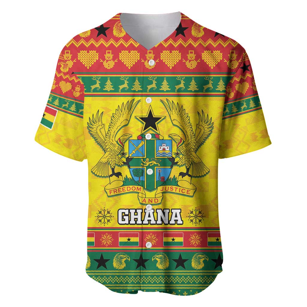 Ghana Christmas Baseball Jersey Coat Of Arms Afishapa - Wonder Print Shop