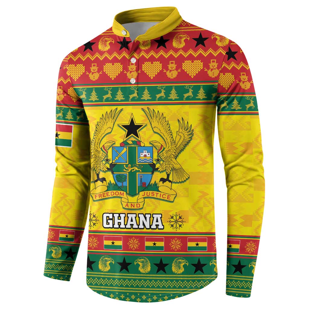 Yellow graphic button sweatshirt with Ghana crest, “GHANA” front print, long sleeves