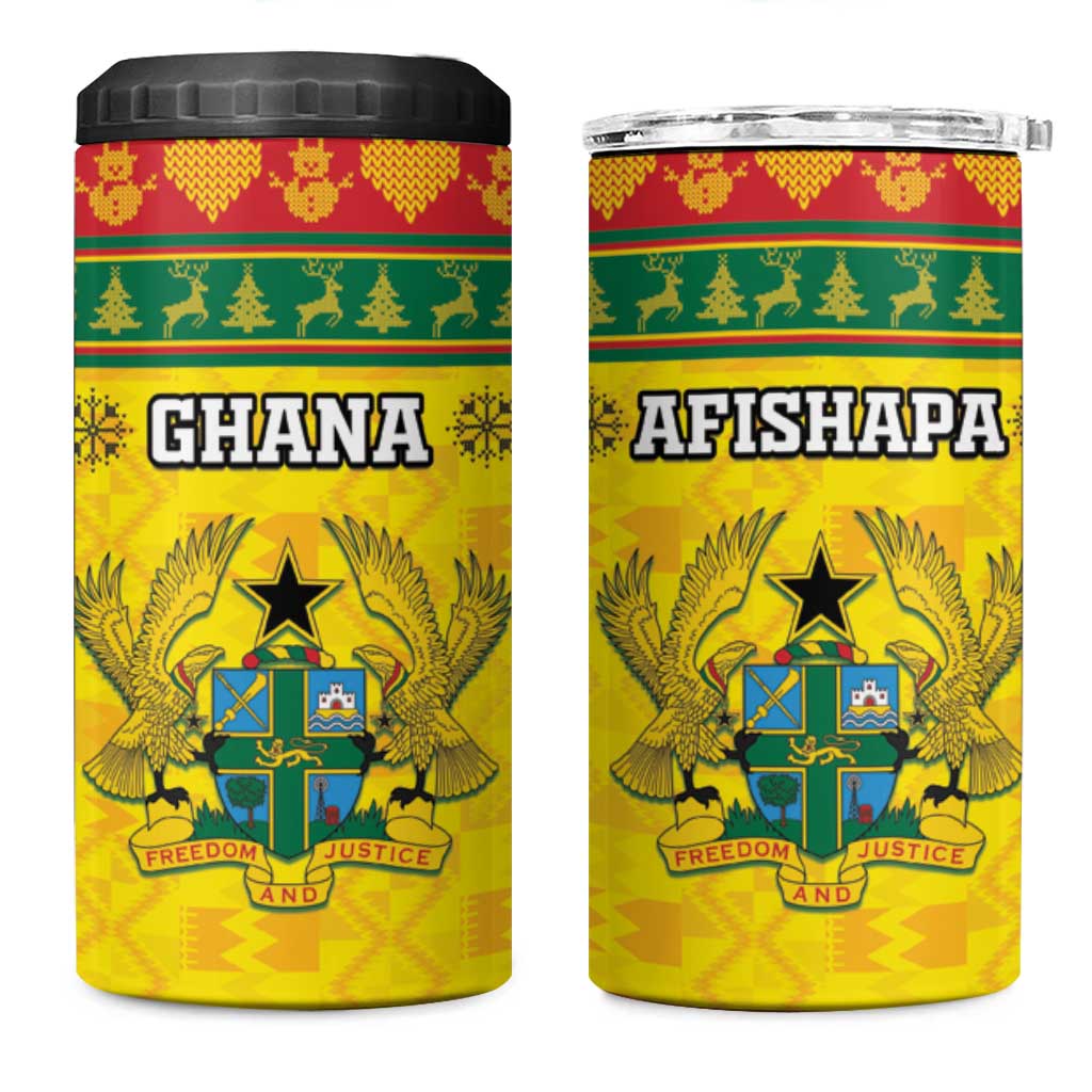 Ghana Christmas 4 in 1 Can Cooler Tumbler Coat Of Arms Afishapa - Wonder Print Shop