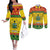 Ghana Christmas Couples Matching Off The Shoulder Long Sleeve Dress and Long Sleeve Button Shirt Coat Of Arms Afishapa