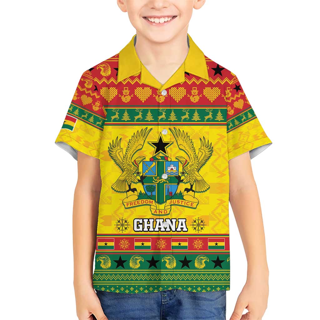 Ghana Christmas Kid Hawaiian Shirt Coat Of Arms Afishapa - Wonder Print Shop