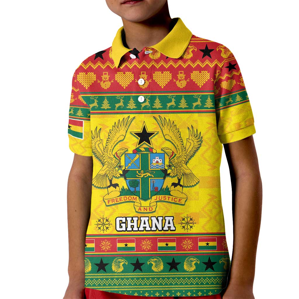 Ghana Christmas Kid Polo Shirt Coat Of Arms Afishapa - Wonder Print Shop