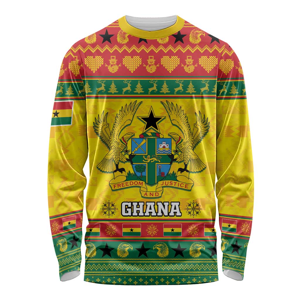 Ghana Christmas Long Sleeve Shirt Coat Of Arms Afishapa - Wonder Print Shop