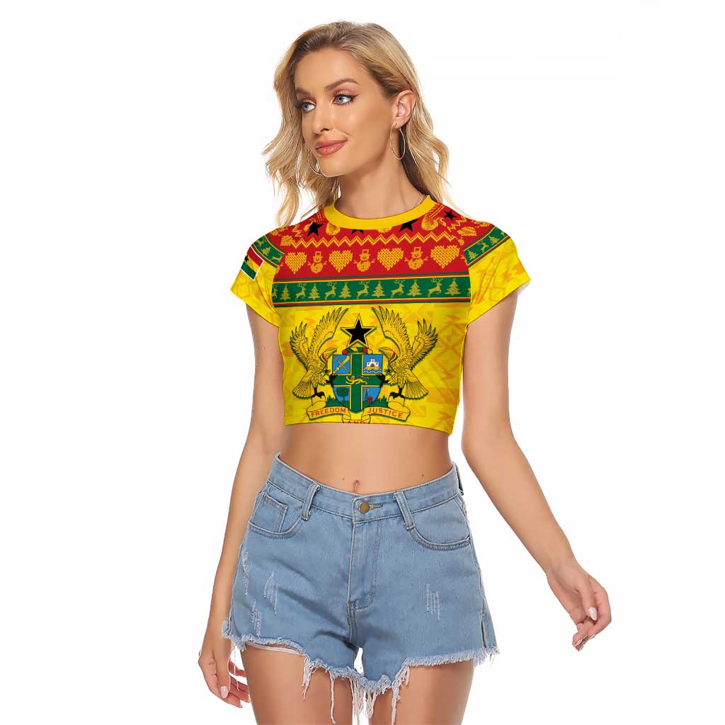 Ghana Christmas Raglan Cropped T Shirt Coat Of Arms Afishapa - Wonder Print Shop