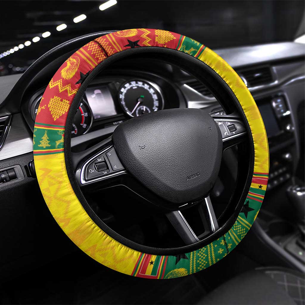 Ghana Christmas Steering Wheel Cover Coat Of Arms Afishapa - Wonder Print Shop