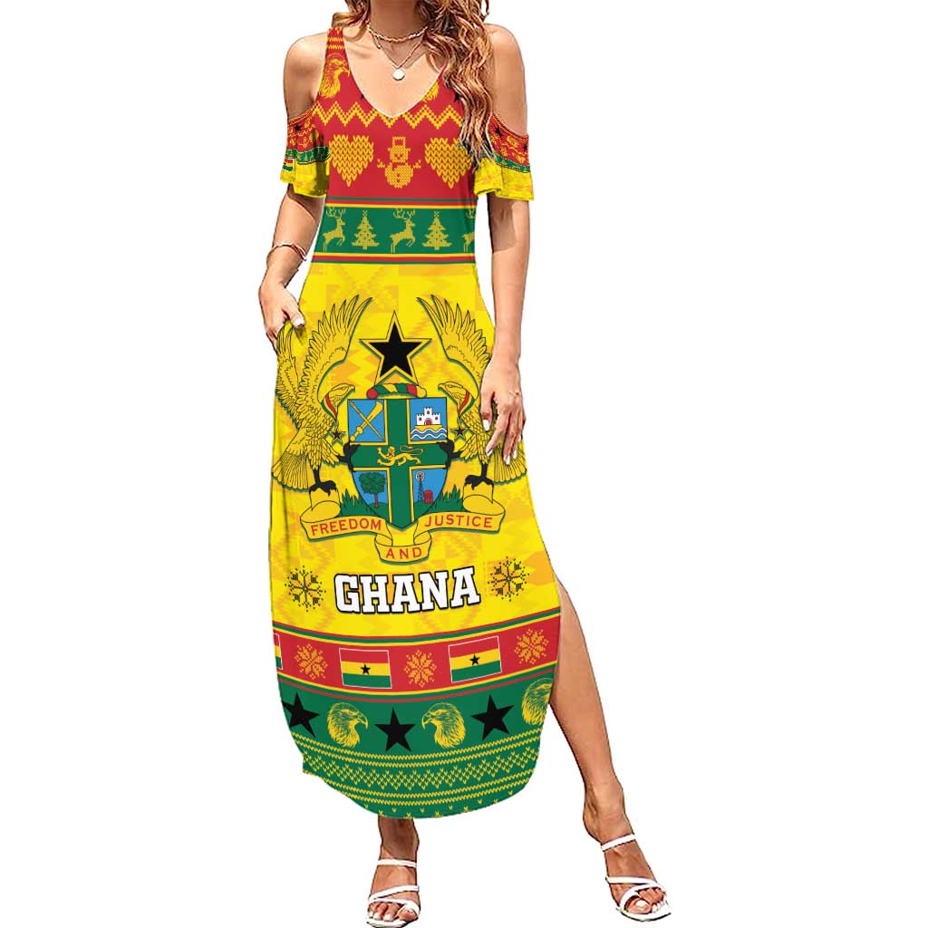 Ghana Christmas Summer Maxi Dress Coat Of Arms Afishapa - Wonder Print Shop