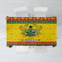 Folded Ghana Christmas tablecloth showing Ghana crest with “GHANA” text, green and yellow design